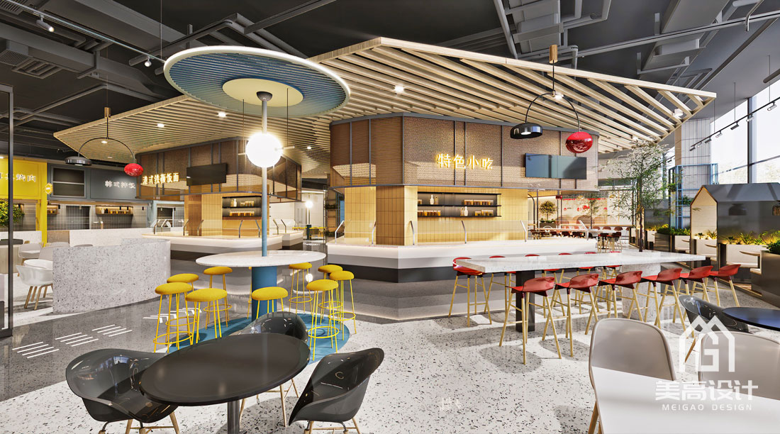 环普美食广场华为员工餐厅装修效果图-用餐区