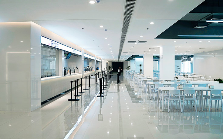 员工餐厅装修实景图_员工餐厅装修_学校食堂装修_办公室装修实景图_广州美高设计
