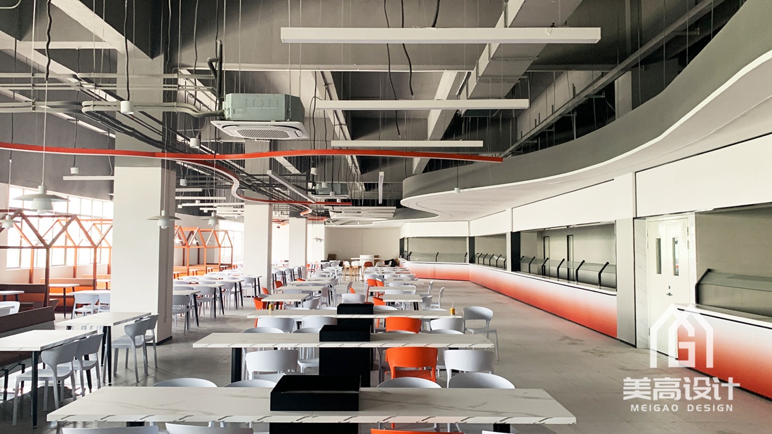 库卡机器人员工餐厅装修设计实景案例_餐饮实景_广州美高设计