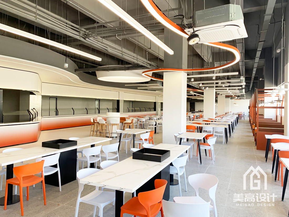 库卡机器人员工餐厅装修设计实景案例_餐饮实景_广州美高设计