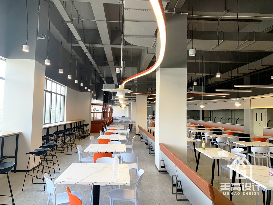 库卡机器人员工餐厅装修设计实景案例_餐饮实景_广州美高设计
