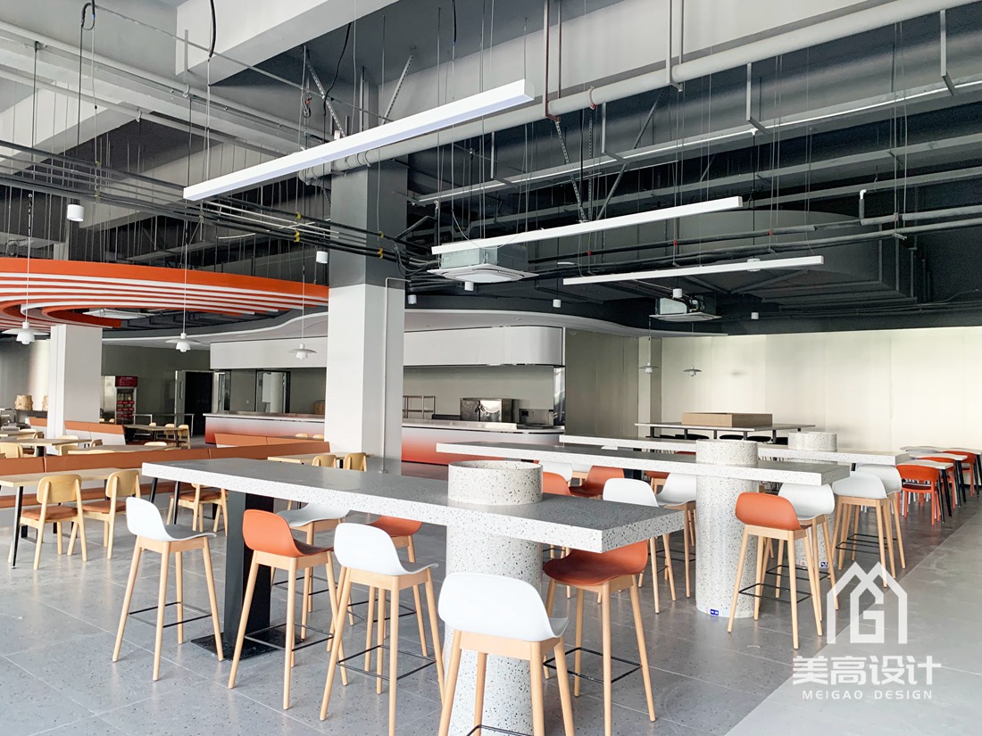 库卡机器人员工餐厅装修设计实景案例_餐饮实景_广州美高设计