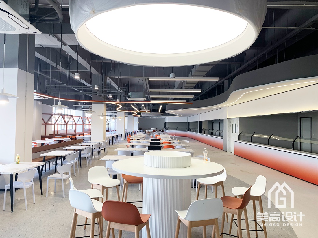 库卡机器人员工餐厅装修设计实景案例_餐饮实景_广州美高设计