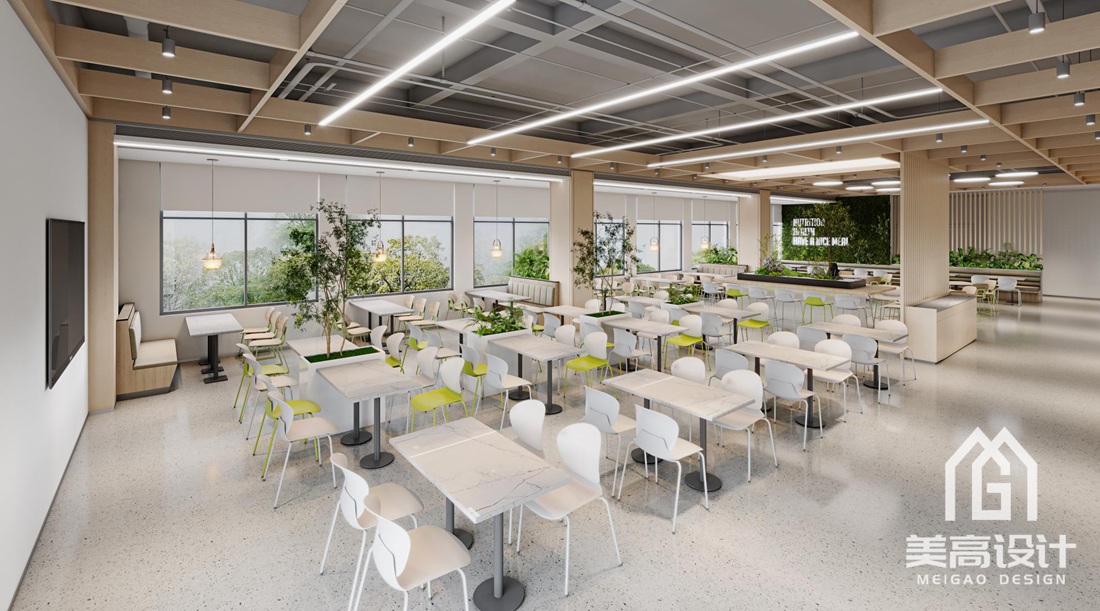 科技企业员工食堂设计效果图-就餐区