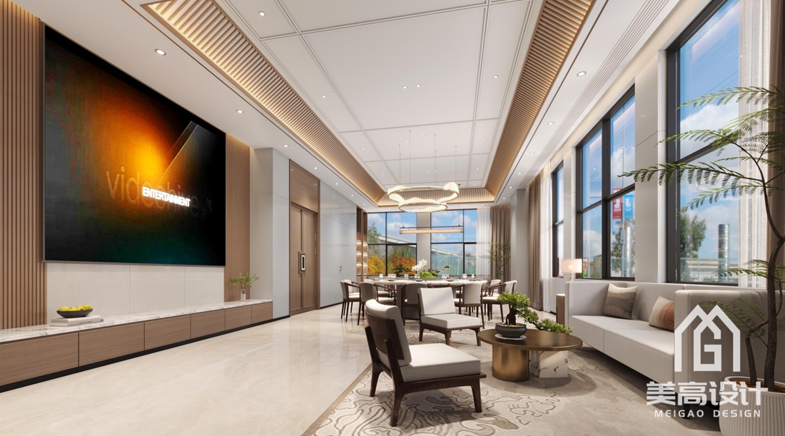 科技企业员工食堂设计效果图-大包间