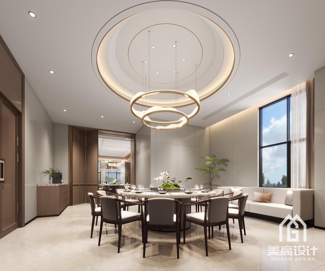 科技企业员工食堂设计效果图-小包间