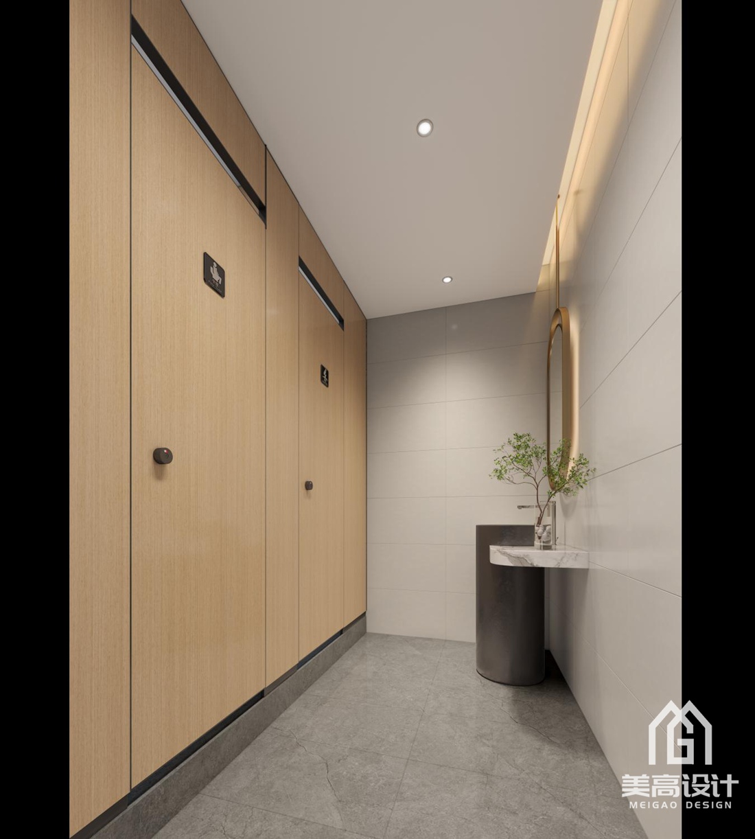 科技企业员工食堂设计效果图-女卫效果图