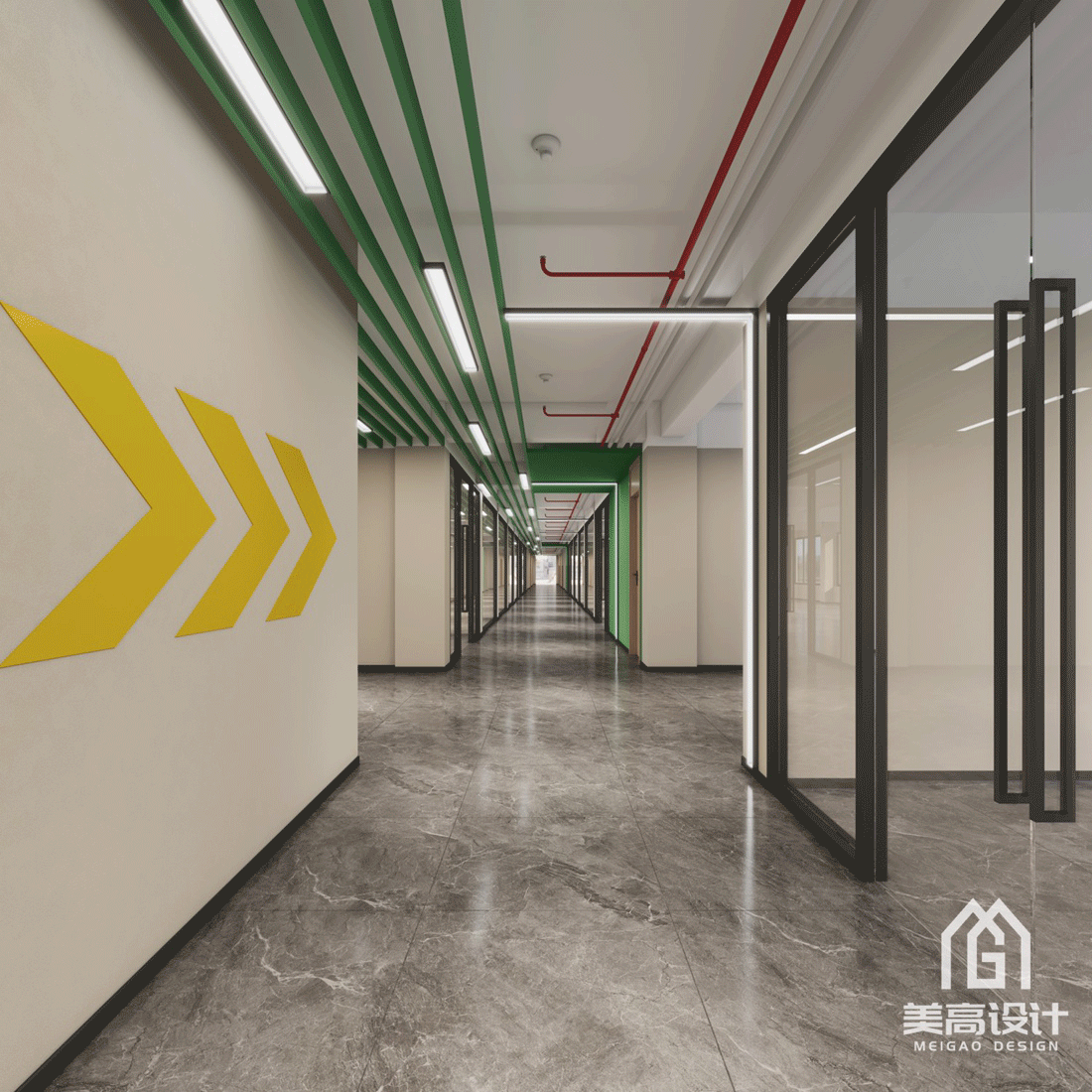 依顿电子 7686㎡配套宿舍楼设计-过道效果图.gif