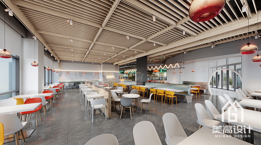 国企员工食堂设计装修案例效果图—— 一层餐厅