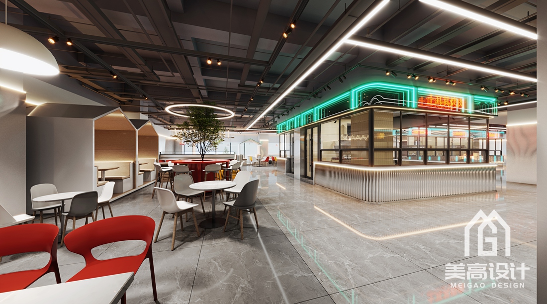 国企员工食堂设计装修案例效果图——二层餐厅