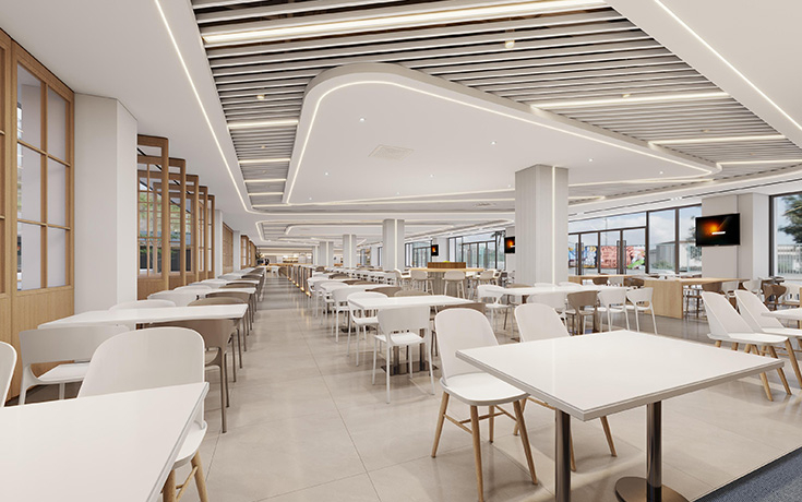 广州电缆厂职工食堂设计 | 995㎡员工餐厅装修设计案例