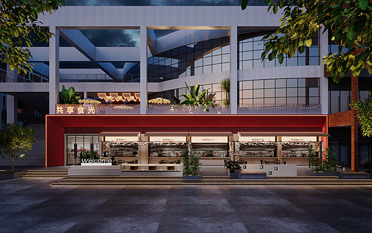 河源职院学生食堂 | 2250㎡大学食堂装修设计案例