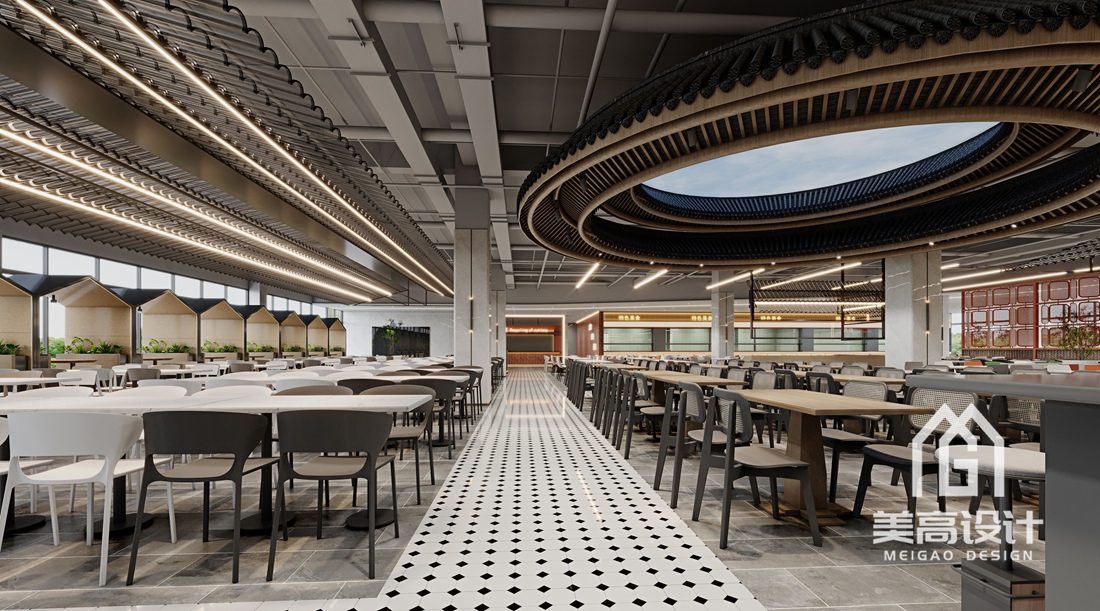 大学食堂装修设计案例-河源职业技术学院-左区